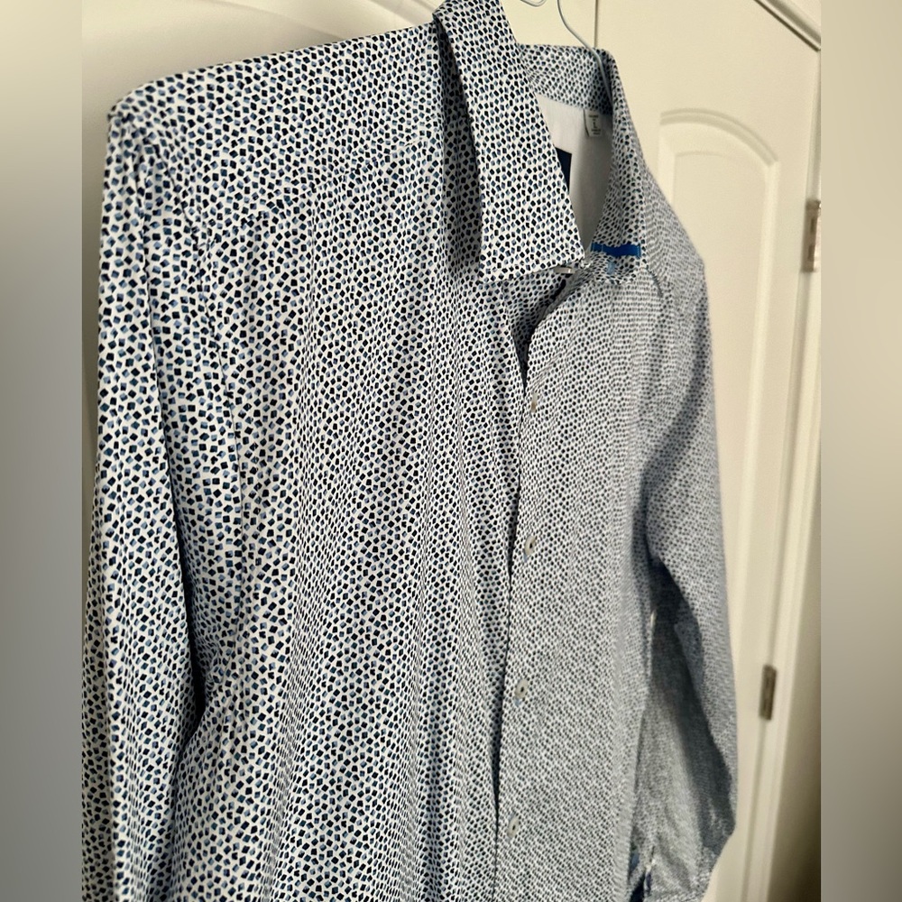 Robert Graham White and Navy Microdot Dress Shirt - Picture 3 of 14